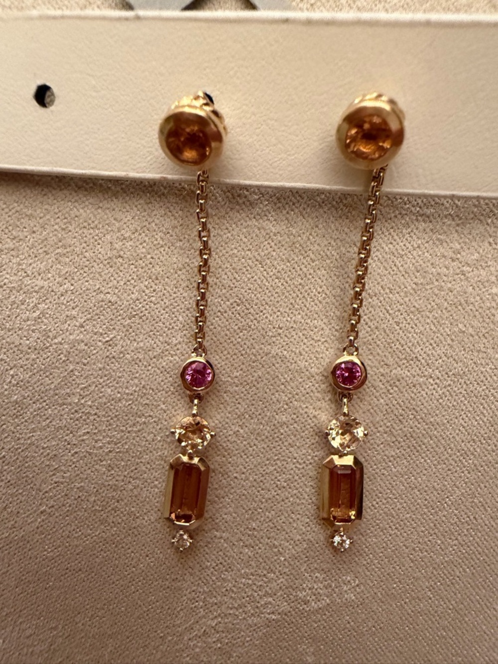 David Yurman Novella Earrings - 18K Gold with Citrine, Pink Sapphire and Diamond